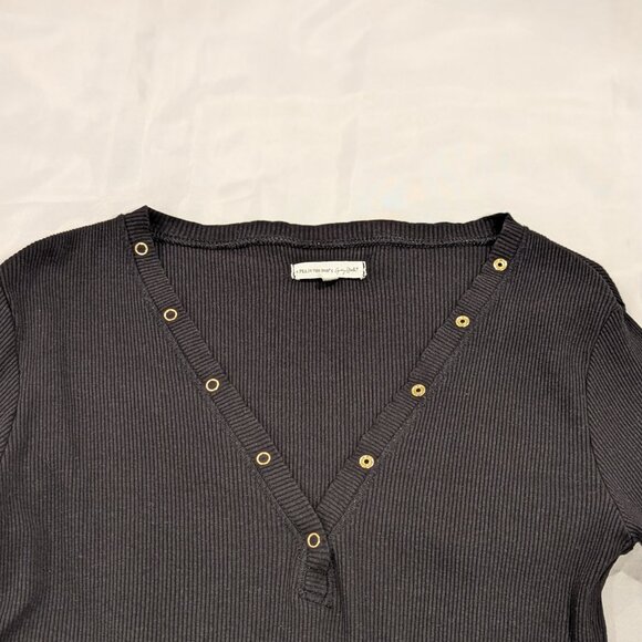 A Pea in The Pod x Grey State Maternity Henley Long Sleeve Shirt (Black) - Picture 5 of 13